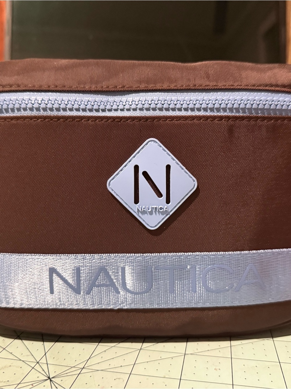 Nautica Men's Brown Toiletry Bag with White Accents